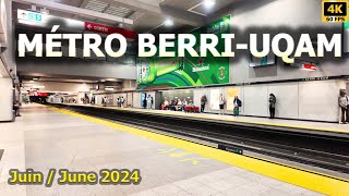 [4K] Montreal Walking Tour Inside Berri-UQAM Metro / Balade dans le métro Berri-UQAM