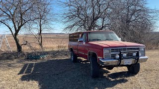 Pruning apple trees (not a professional) and hauling brush with a Chevy K20 squarebody