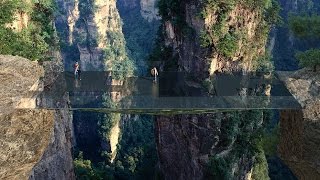 Terrifying Sky-High Glass Bridge In The Mountains Lookouts Connect Sandstone Pillars In China