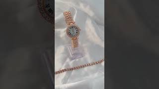 Relógio Feminino Strass Rose Gold com Pulseira Bracelete