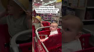 Mom gets her child to keep their eyes closed so they don't see the toys at the store!