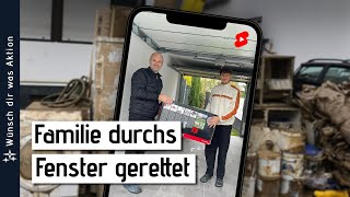 Die Familie durch das Fenster gerettet!