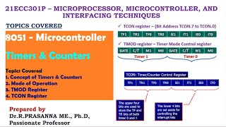 Tmer 0 and Timer 1 of 8051 - Mode of Operation, TMOD & TCON Register