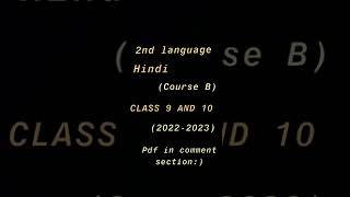 2nd language Hindi course B syllabus 2022-2023 class 9 and 10