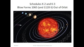 Schedule K-2 and K-3 Blow Forms 1120-S and 1065 Out of Orbit