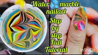 Water marble 💅nailart desgin for bigginers, Rainbow🌈 Water marble 💅nailart desgin, Water marble ||