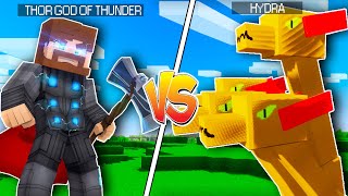 THOR GOD OF THUNDER VS HYDRA | Minecraft SUPERHERO BATTLES | SUPERHEROS VS MYTHICAL CREATURES MOD