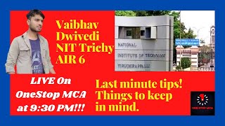 #nimcet2021 #mca AIR -6 NIMCET AIR-1 BHU VAIBHAV DWIVEDI | LAST MINUTE NIMCET TIPS | LIVE SESSION |