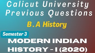 Third Semester BA History | Modern Indian History from 1857 to the Present 2020