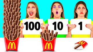 تحدي 100 طبقة من الطعام | حيل غذائية رائع BaRaFun Challenge