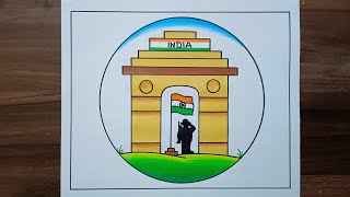 Republic Day Drawing Easy Steps / How to Draw Republic Day Poster Drawing / 26 January Drawing