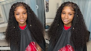 Cute Braided Hd 13x6 Curly lace Wig Install Feat. Youth Beauty Hair 😍🔥