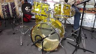 Circa 1974 Ludwig Vistalite Drum Set 22, 12, 13, 16 with Matching Snare Yellow