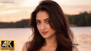 [4K] AI Art | Breathtaking Indian AI Lookbook Model - Lake Sunset Magic