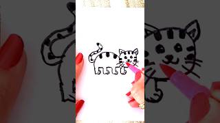 CUTE CAT DRAWING WITH 5 NUMBERS / 5 SAYISINDAN KEDİ ÇİZİMİ #shortvideo #youtubeshorts #shorts #fyp