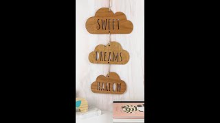 Engrave A Laser Cut Wooden Cloud Room Sign Hanging Decoration With Us!