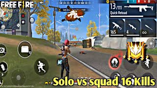 Solo vs squad 16 Kills Parafal Overpower Gameplay -Garena free fire