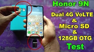 Honor 9N Dual 4G VoLTE + Micro SD Card + 128GB OTG Test in Hindi