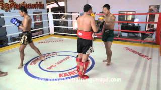 Thepnimit Sitmonchai on Pads at Sitmonchai Gym