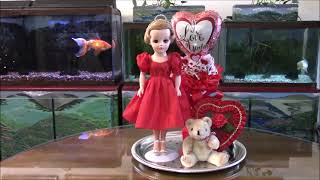 Valentine's Centerpiece  With A 1950s Vintage Doll