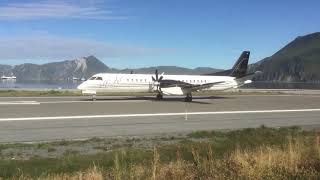 Saab 2000 takeoff in Dutch Harbor