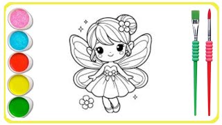 How to Draw a Fairy with Wings for Kids  Fairy Drawing | Fairy Coloring Pages for Kids