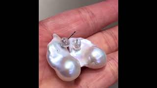 16×27mm freshwater baroque pearl earrings in 925 sterling silver