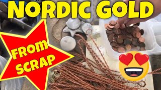 Nordic Gold!  Trash to Treasure.  Making Gold from Aluminum, Copper, Zinc and Tin.  ASMR Melt.