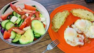 MEDITERRANEAN SALAD & AVOCADO & CRISPY FRIED EGGS FOR LUNCH #SHORTS