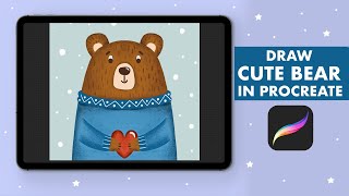 Cute BEAR Anyone Can Draw - Easy Step-By-Step Procreate Tutorial - Digital Illustration On iPad🐻