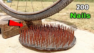 200 Nails v/s Cycle - अब क्या साइकिल का टायर बचेगा l Shocking Result...😥