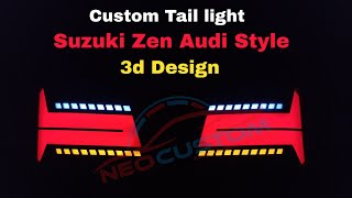 Custom Tail light for Zen | Audi Style | Full Black 3d Design | zen Type 1 Tail light | Suzuki Zen