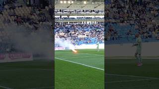 Vitesse - NEC vuurwerk op het veld 07.04.24 Pyro Spandoek Sfeer Ultras 🇳🇱 Gelderse Derby Eredivisie