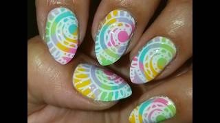 Colorful Freehand and Nail Stamp Design