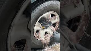 Wheel, tire, wheel well ✔️ #asmr #satisfying #cleaning #detailing #trending #carwash #shorts