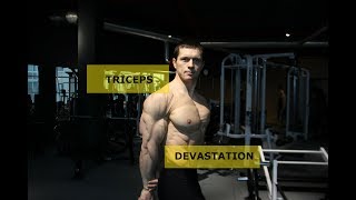 Natural Bodybuilding: arms day. Triceps devastation (67 kg arms exention).