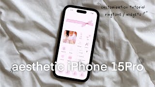 HOW TO MAKE YOUR PHONE AESTHETIC: customize with me, Pinterest girl aesthetic, iPhone 15 Pro 🎀✨