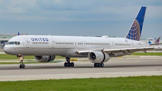 4K United Airlines 757-300 Pencil Crosswind Landing at O'Hare Airport