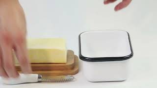 Butterdose mit Holzdeckel, Butterglocke für 250 g Butter, Multi-Funktion Butter Dish