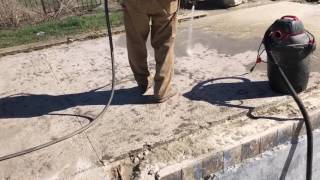 Vapor blasting concrete from Swim World Pools