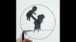 #Mother and Son shadow drawing I Mother's Day Drawing Easy step by step l sandy queen Art