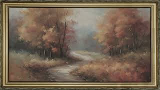 FRAMED TV ART MISTY LANDSCAPE FALL SCREENSAVER BACKGROUND  ABSTRACT PAINTING NO MUSIC WALLPAPER 4K