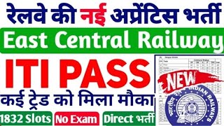 आ गई रेलवे की नई अप्रेंटिस 2023, 1832 Posts, East Central Railway Apprentice 2023,ITI Pass Jobs 2023