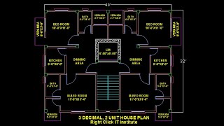 2 unit floor plan with lift in autocad | দুই ইউনিট বাসার প্লান করতে যে ভাবে লিফ্ট ব্যাবহার করবেন |