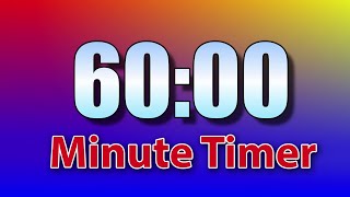 60 Minute Timer | ⏰ Bell Alert | No Music | Basic Colorful Silent Fade to Red | Big Numbers