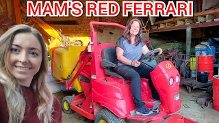 MAM GOT A RED FERRARI RIDE ON LAWN MOWER