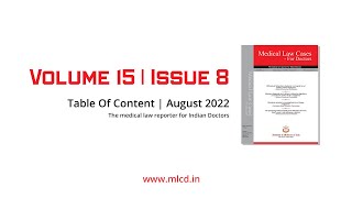 Table of Contents - August '22  |  Medical Law Cases - For Doctors  |  Medical Law Reporter