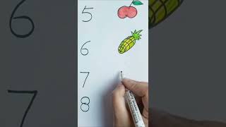 Draw fruits🍎🍍🍒🍇 from 5️⃣6️⃣7️⃣8️⃣#shorts #drawingwithdidi #easydrawing #drawing #numberdrawing#short