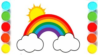 Rainbow Clouds Drawing, painting and colouring for kids l easy drawing