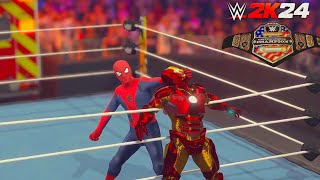 Iron Man Vs Spider-Man Epic Battle For United States Championship | Avenger Vs Avenger - WWE 2K24